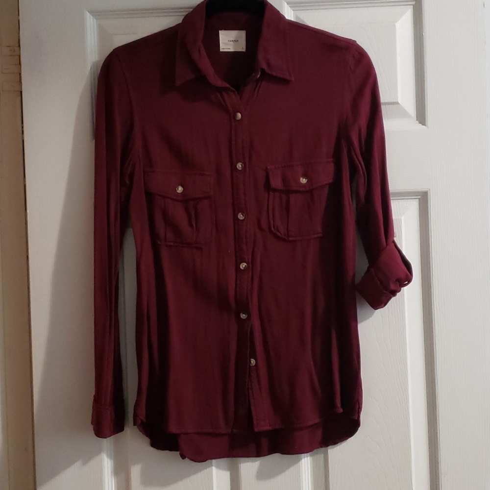 Button up Wine 🍷 Burgundy Blouse